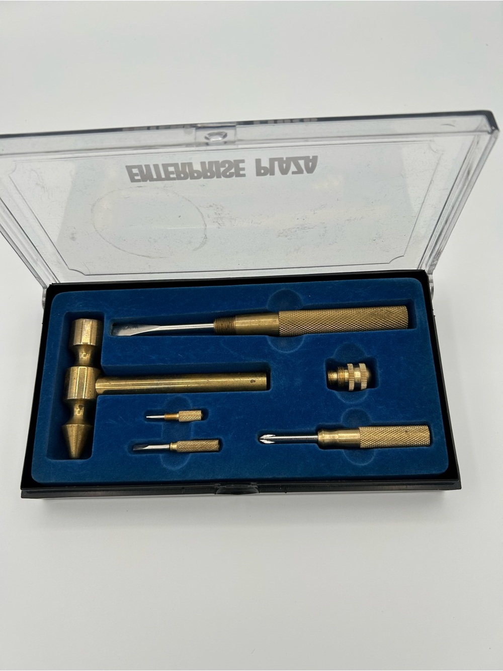 Vintage Brass Jeweler Watchmaker Hammer Multi Tool Set with Hidden Screwdrivers